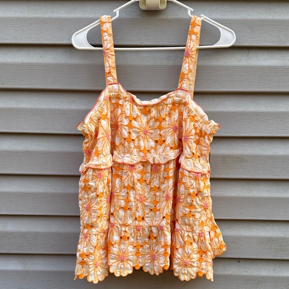 Anthropologie Tops - Anthropologie | Embroidered Flower Print Tank size Medium